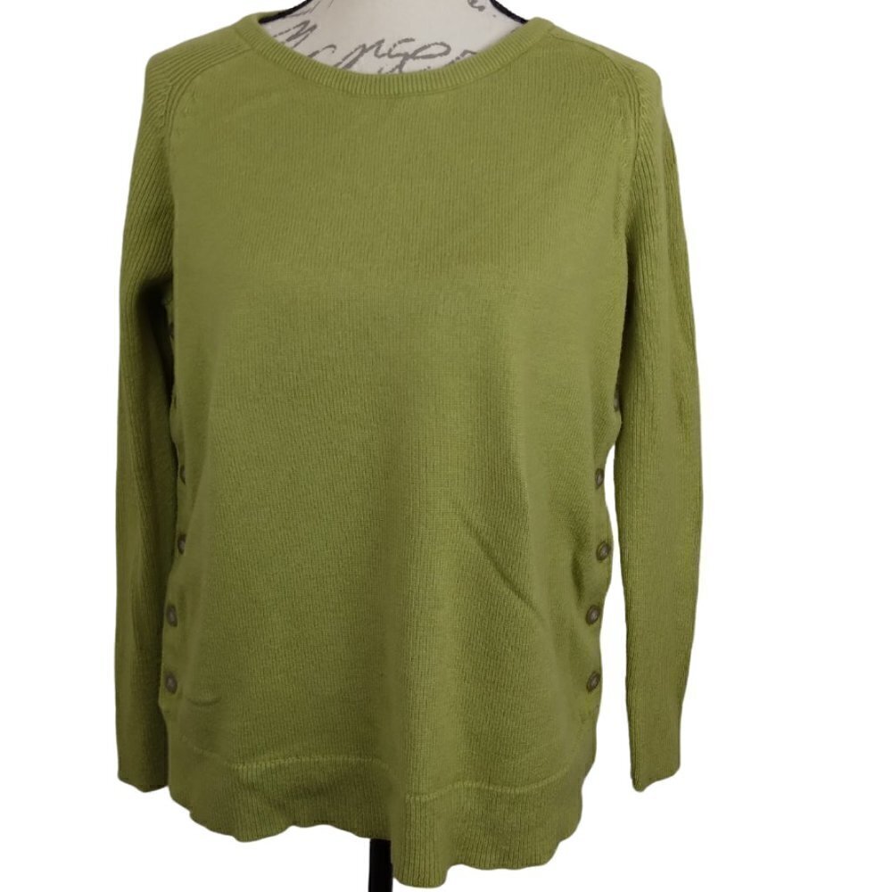 J.Jill | Chartreuse Green Side Button Pull On Sweater | Size SP